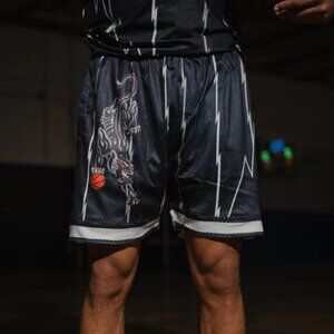 In the Lab Stealth Shorts Men Large Black Basketball Drawstring Heavyweight Mesh
